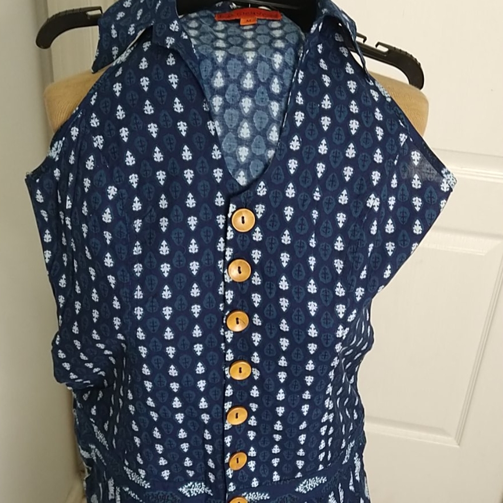 Desi Weavess Indigo Sleeveless Jodhpuri Jumpsuit - Picture 7 of 13